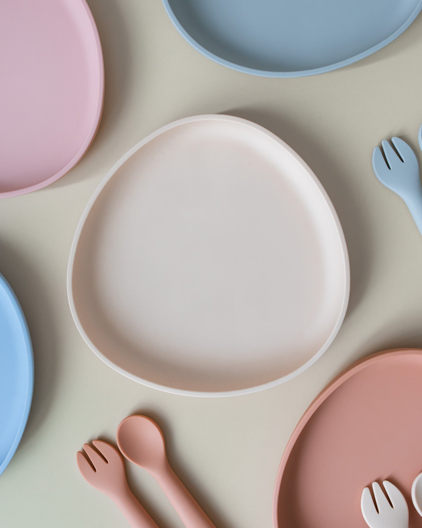 Children's plate in silicone - Oat Beige