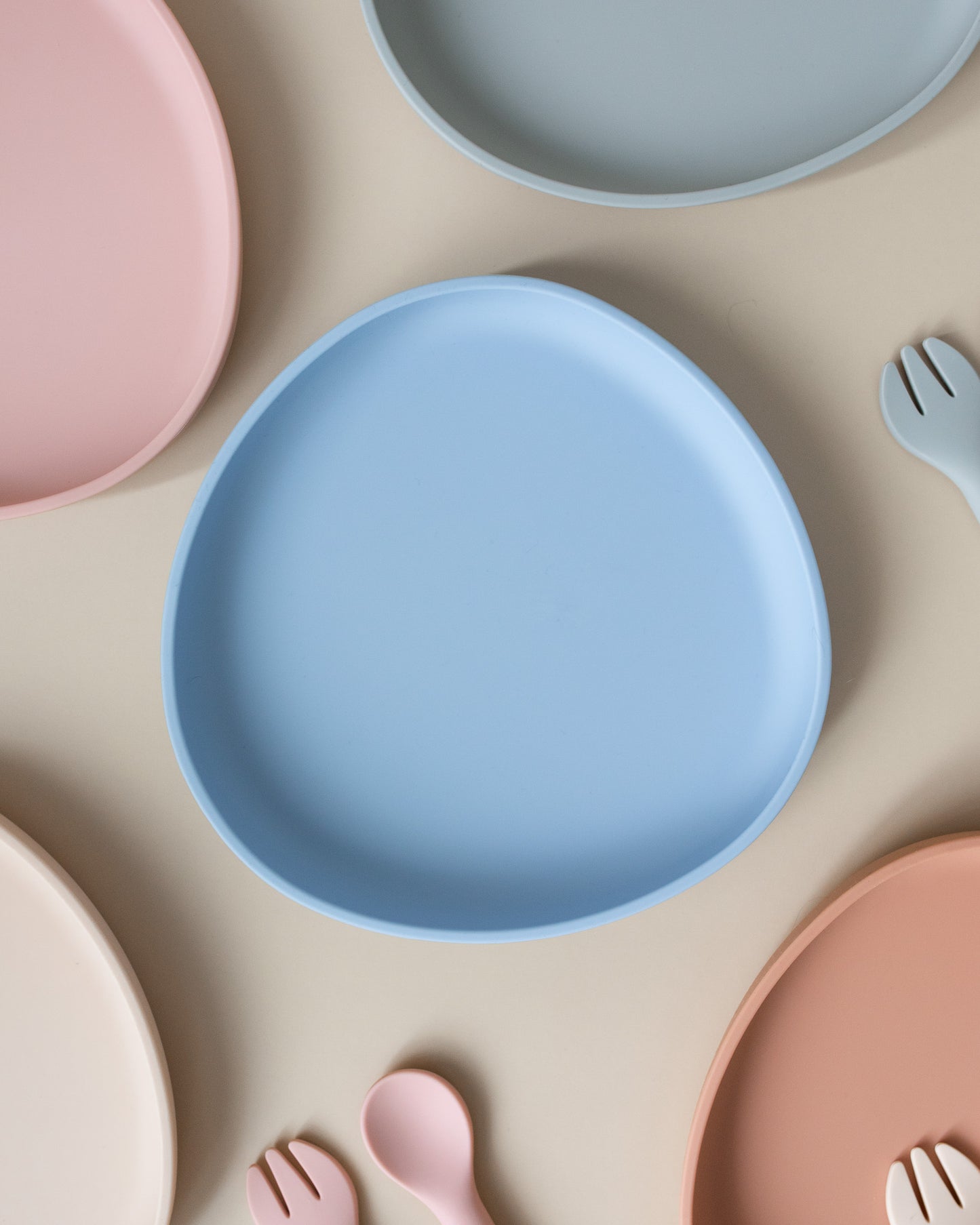 Children's plate in silicone - Powder Blue