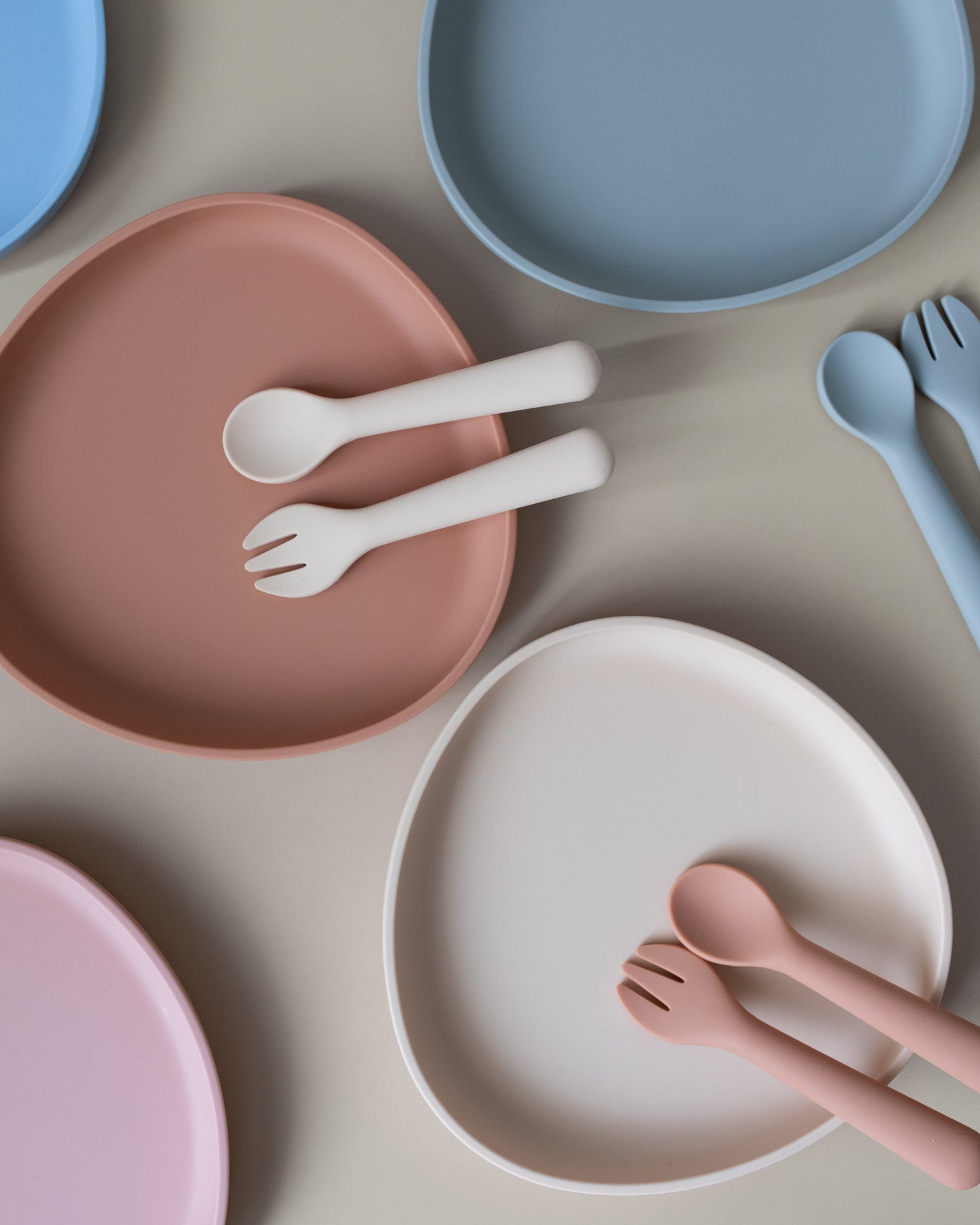 Silicone Spoon & Fork - Oat Beige