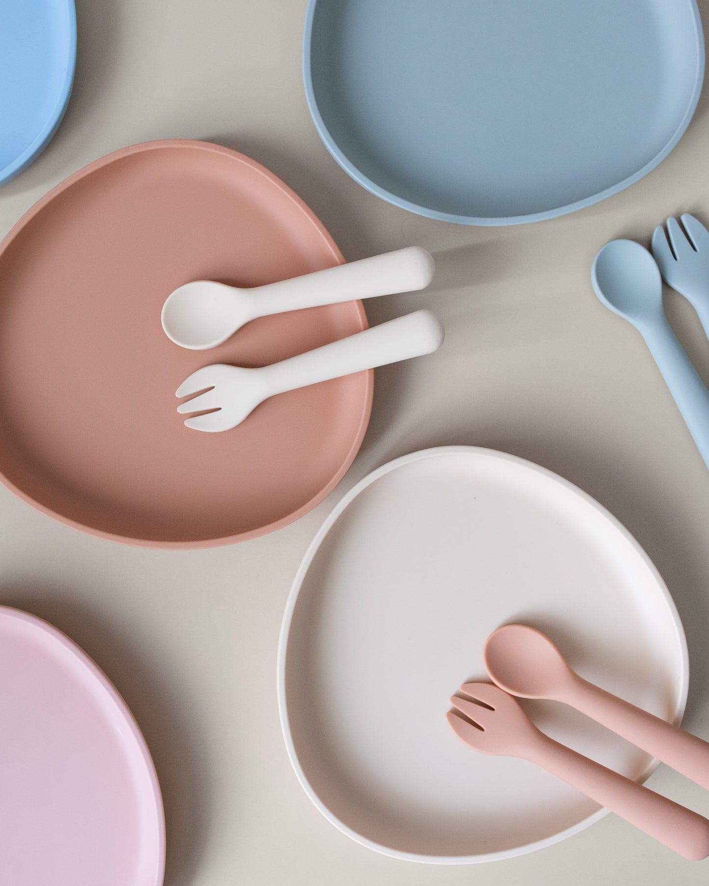 Children's plate in silicone - Oat Beige