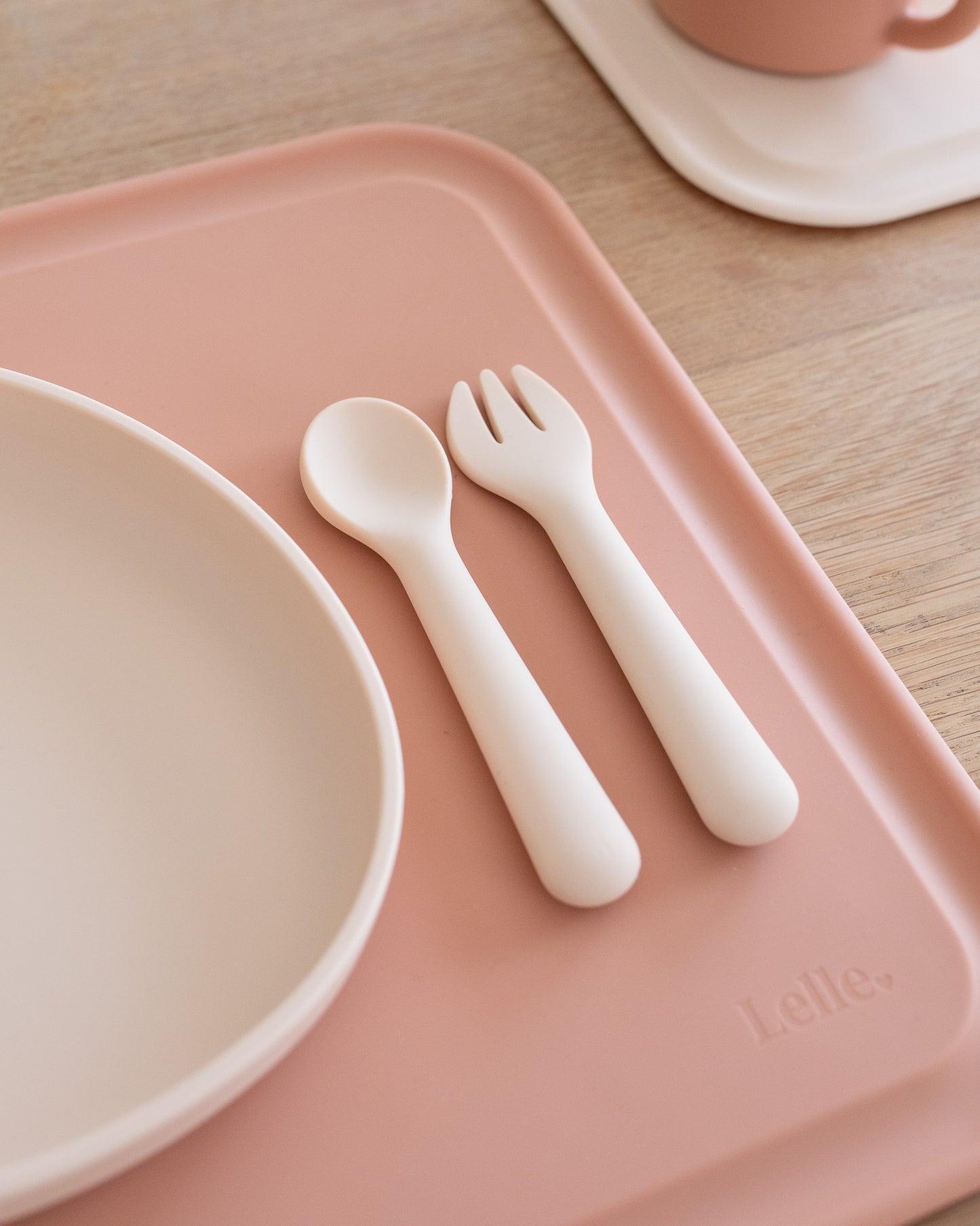 Silicone Spoon & Fork - Oat Beige