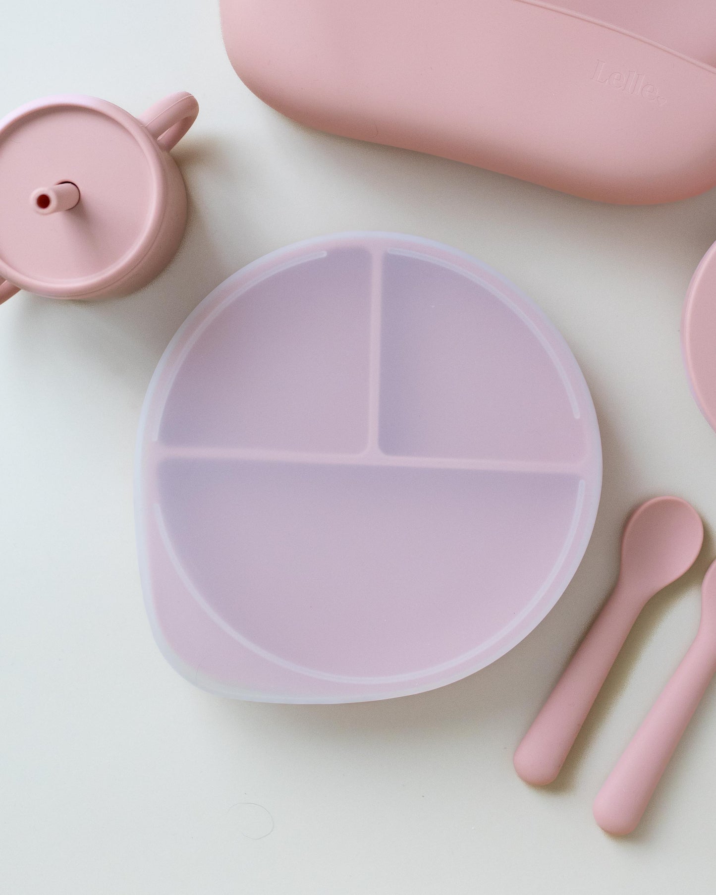 Divided children's plate with lid - Rose