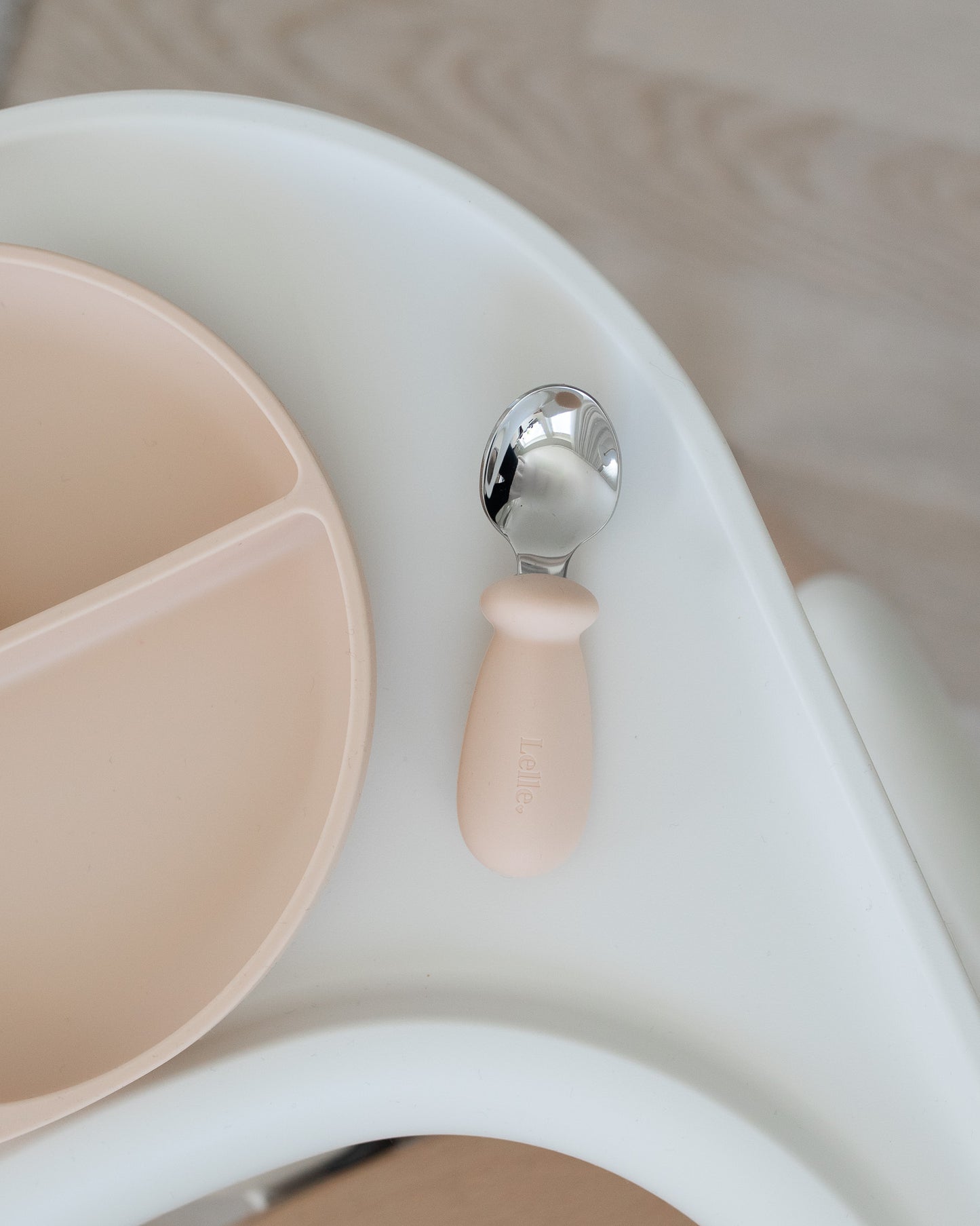 Children's spoon in silicone/steel - Oat Beige