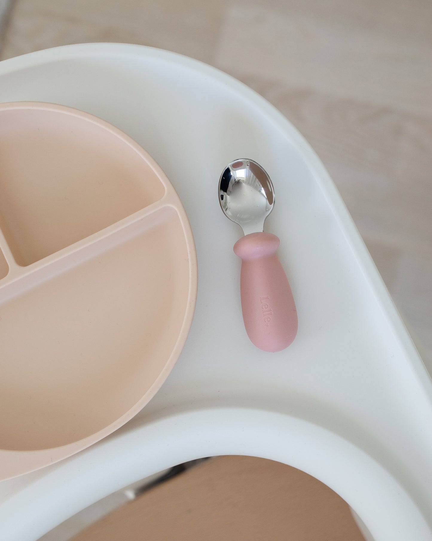 Children's spoon in silicone/steel - Rose
