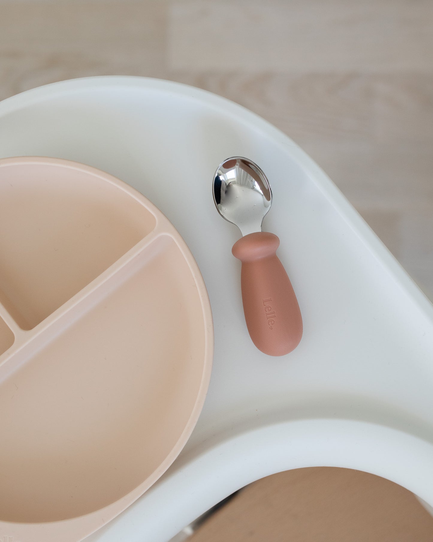 Children's spoon in silicone/steel - Terracotta