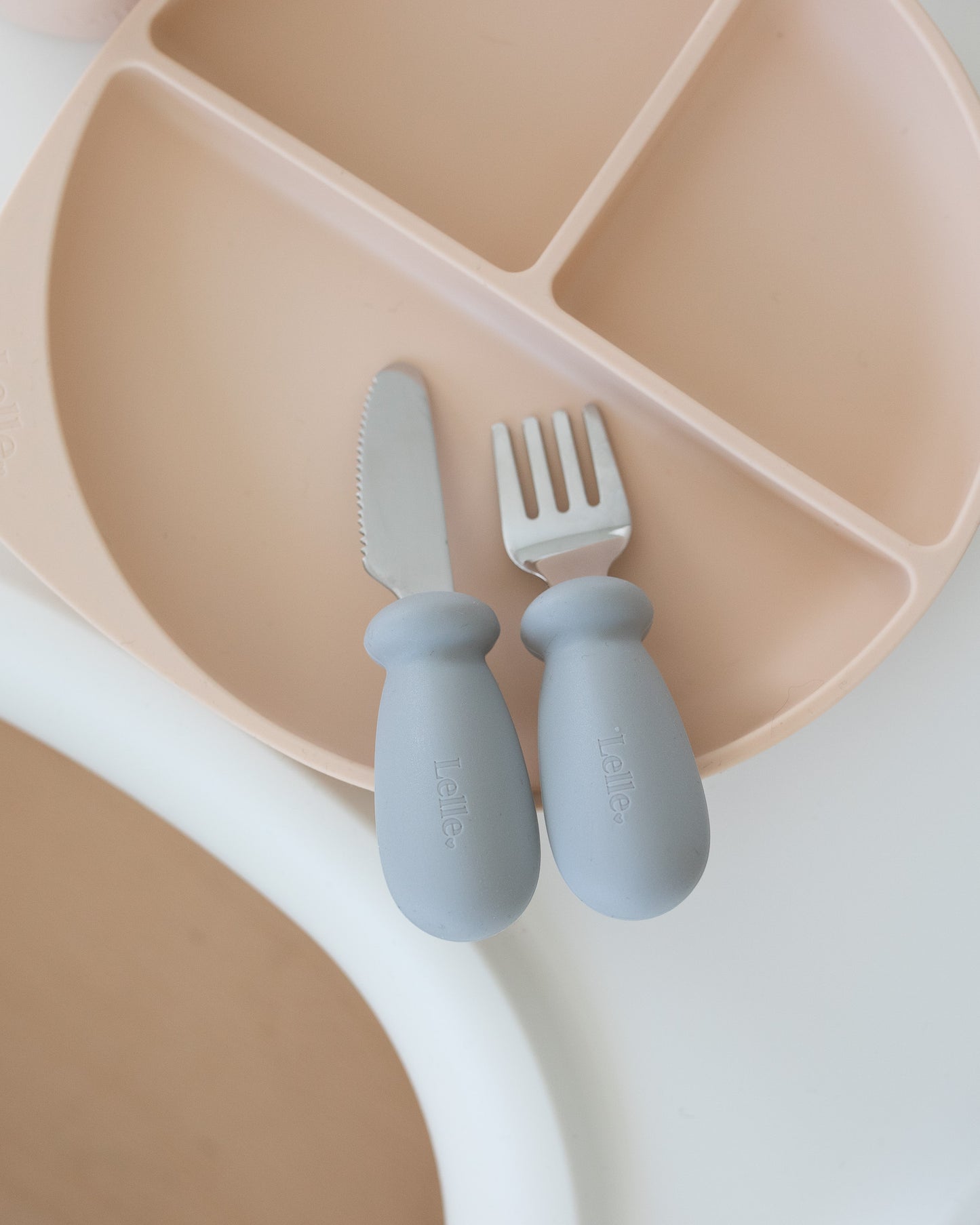 Cutlery in silicone/steel - Cloud Grey