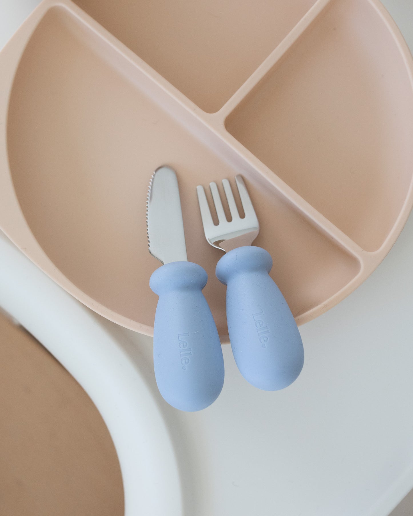 Cutlery in silicone/steel - Powder Blue