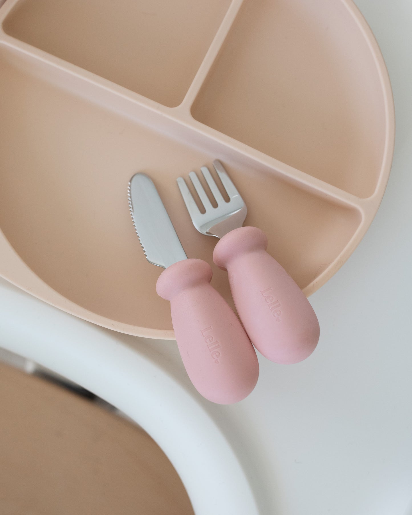 Silicone/steel cutlery set - Rose