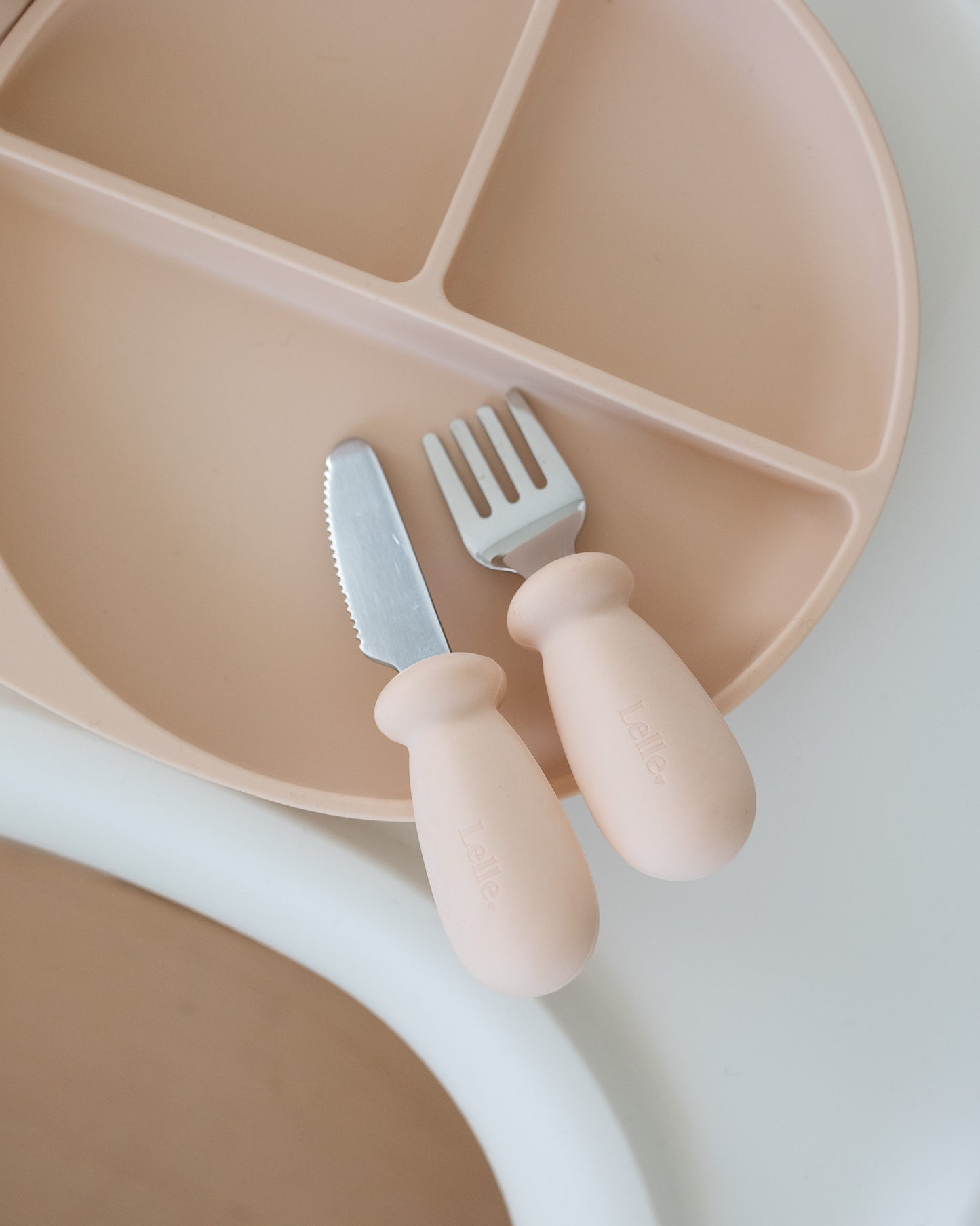 Silicone/steel cutlery set - Oat Beige