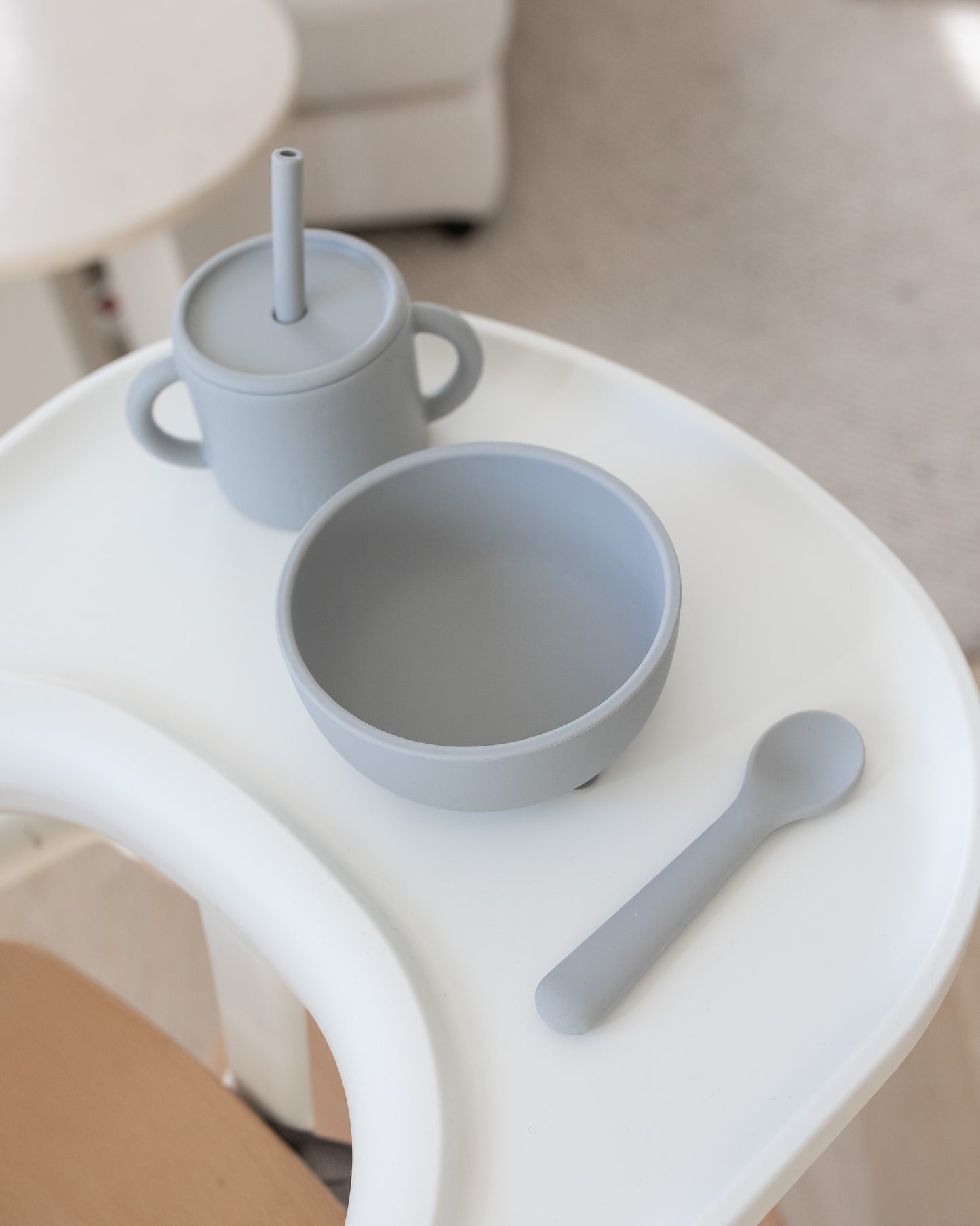 Silicone bowl with lid - Cloud Grey