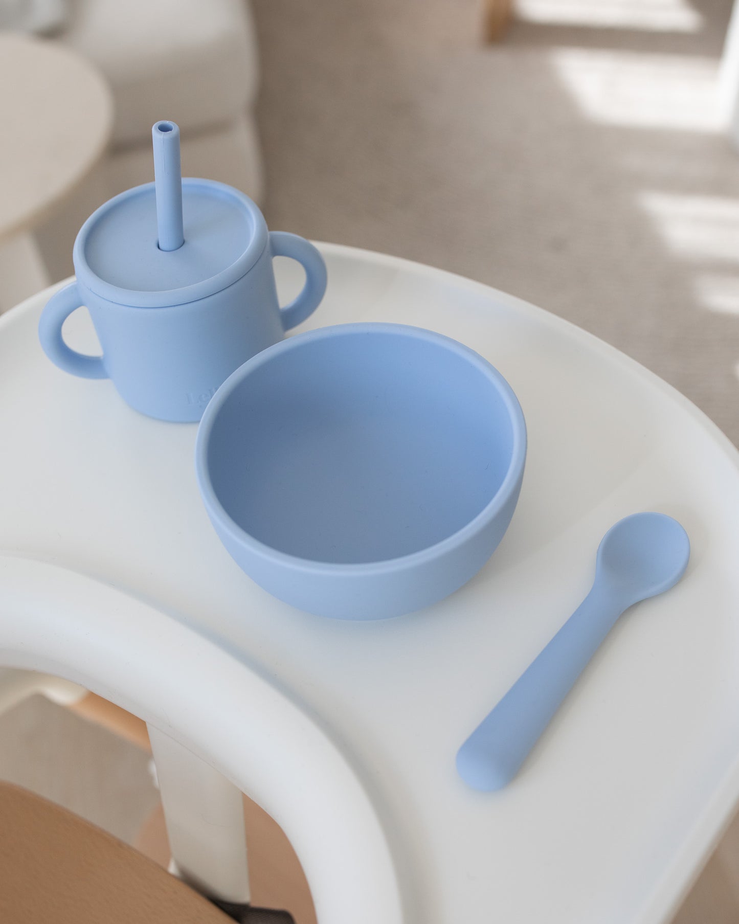 Silicone bowl with lid - Powder Blue