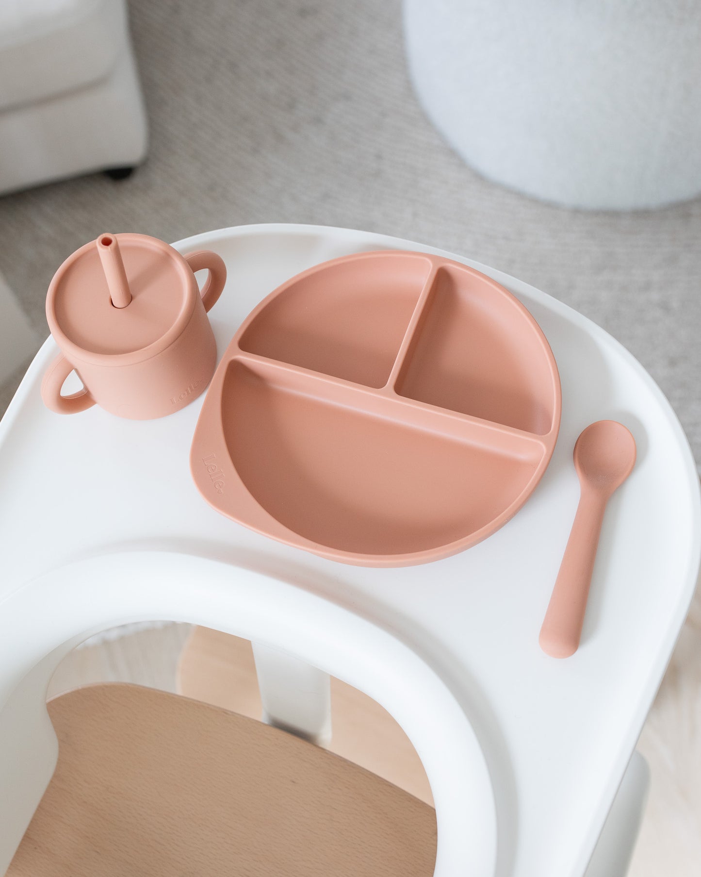 Divided children's plate with lid - Terracotta