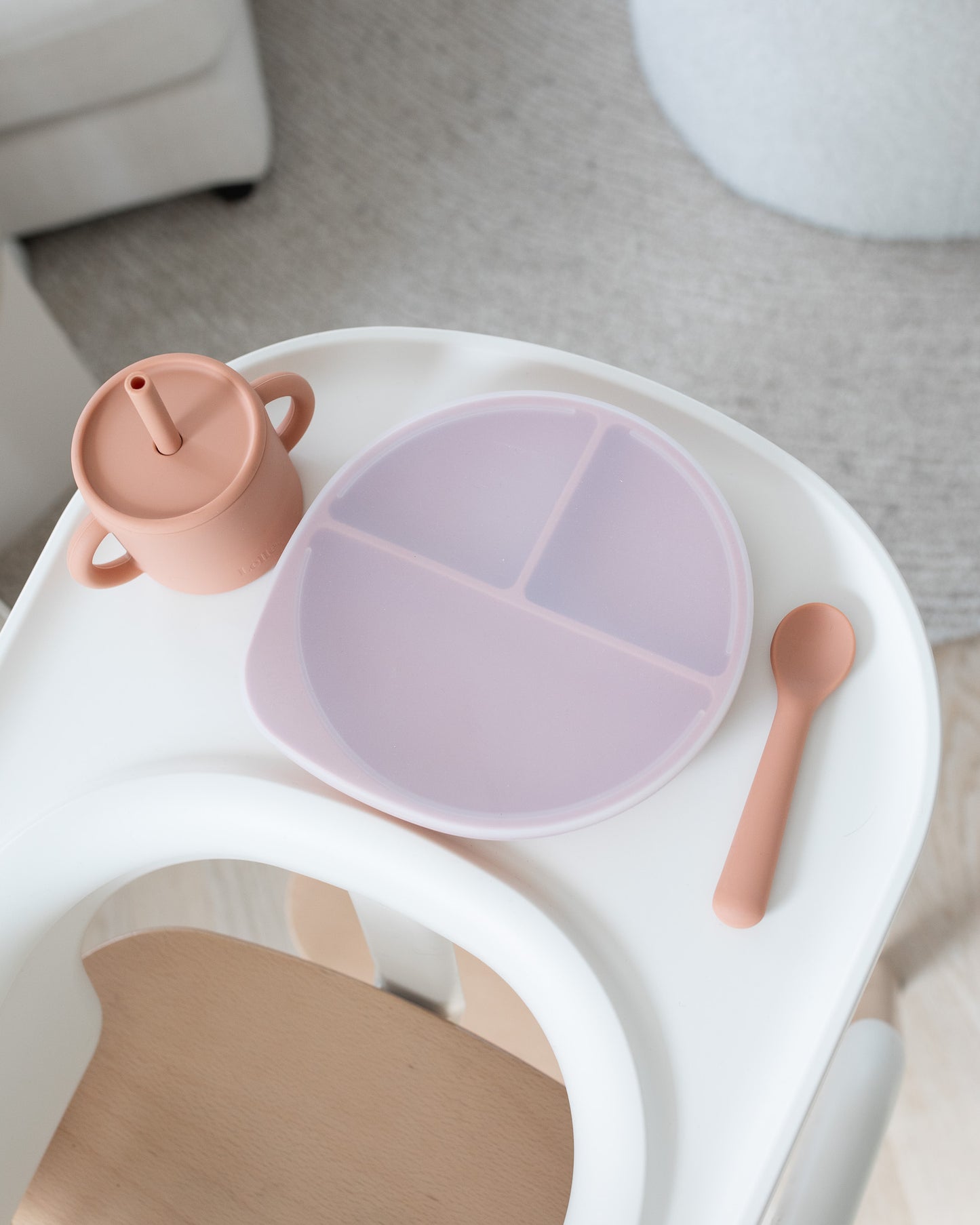 Divided children's plate with lid - Terracotta