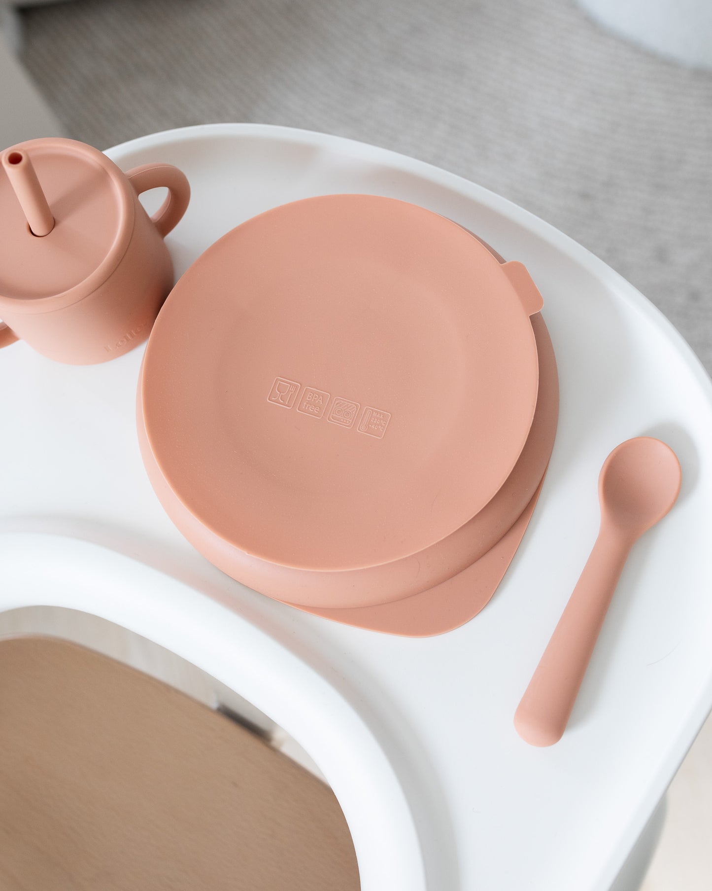 Divided children's plate with lid - Terracotta