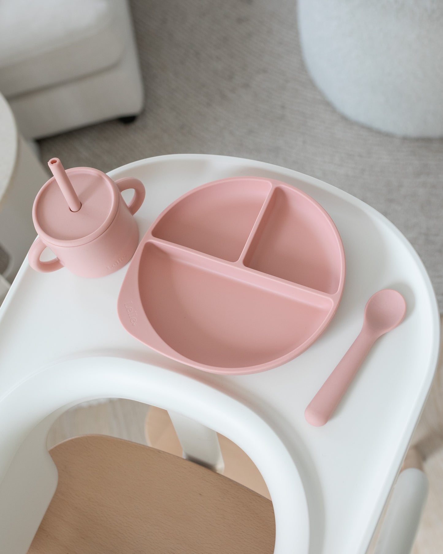 Divided children's plate with lid - Rose