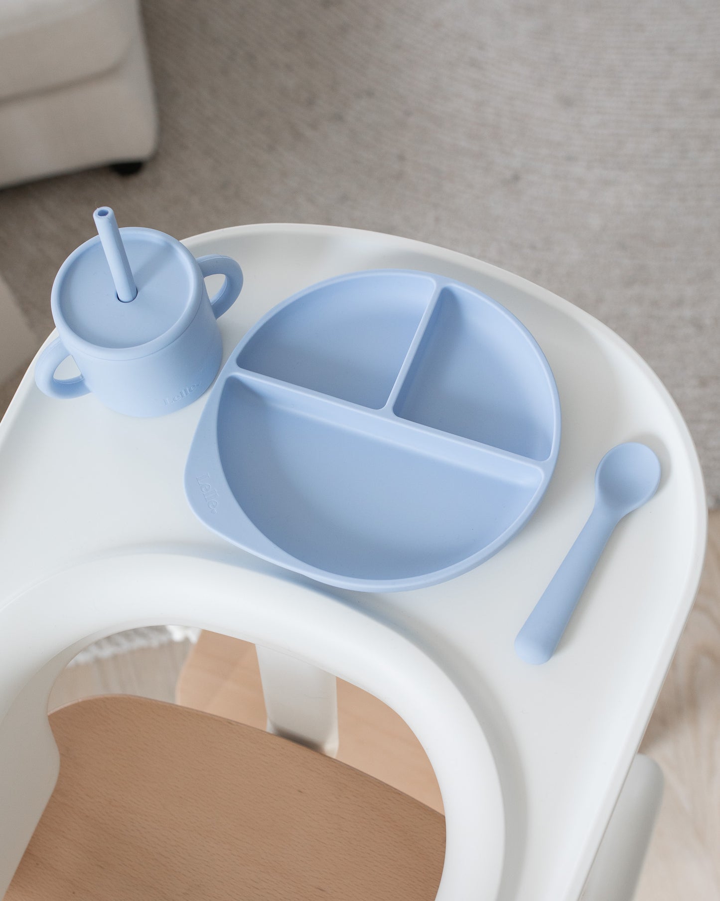 Divided children's plate with lid - Powder Blue