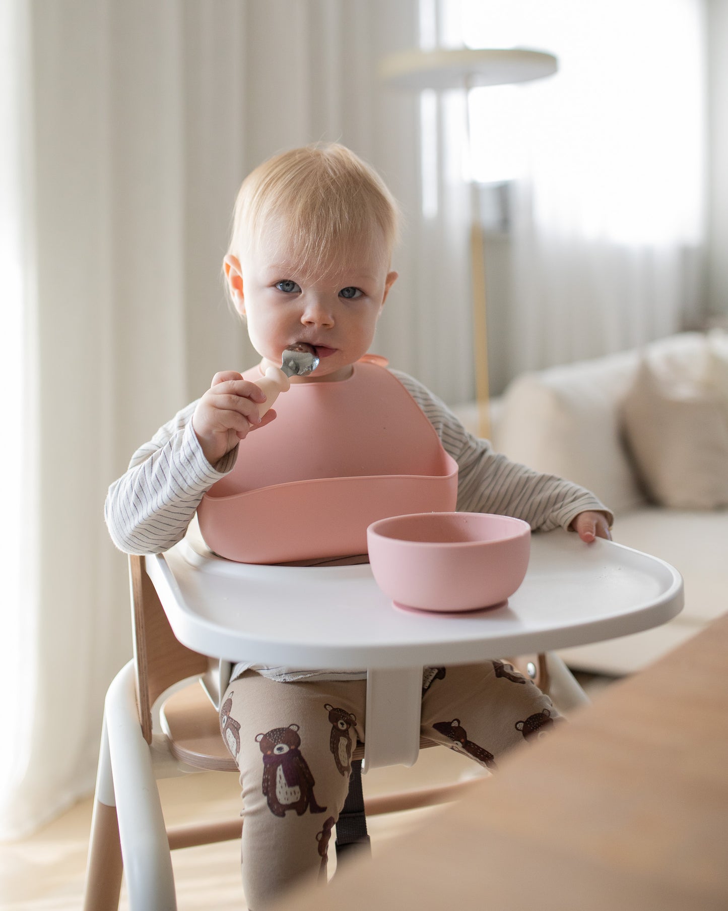 Silicone baby bowl with lid - Rose