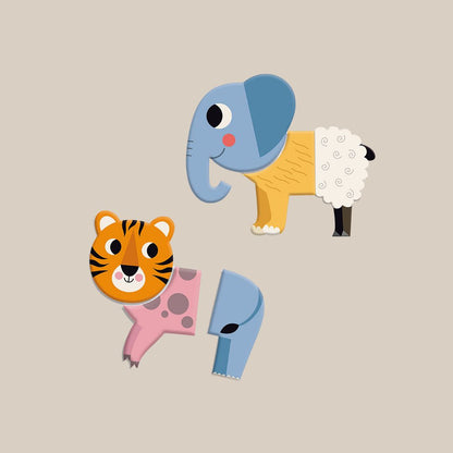 Magnetiska Mix-och-Match djur i trä – 30 delar