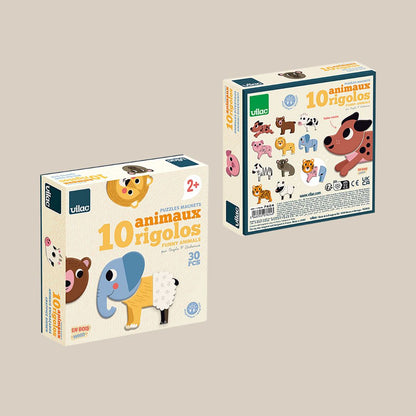 Magnetiska Mix-och-Match djur i trä – 30 delar