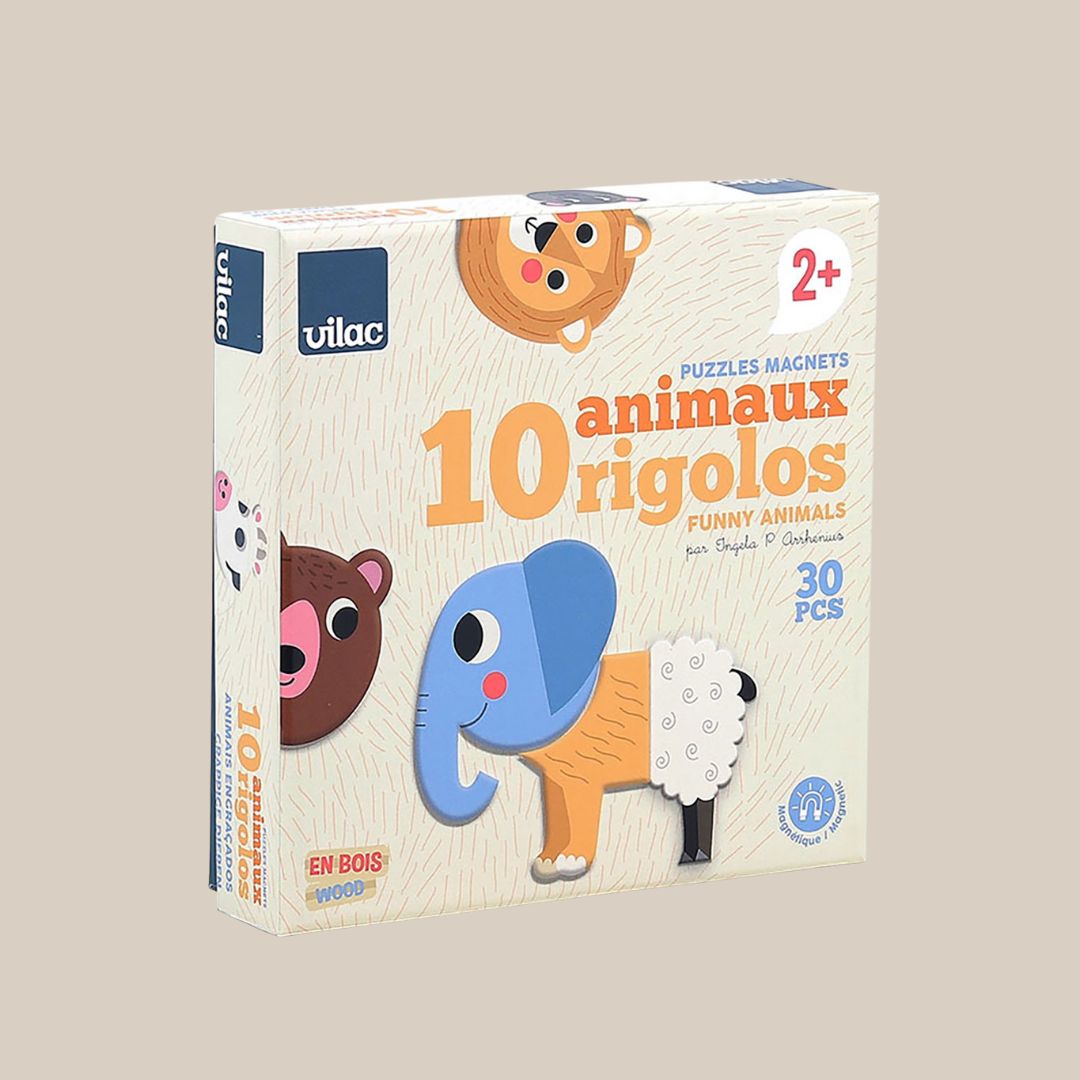 Magnetiska Mix-och-Match djur i trä – 30 delar