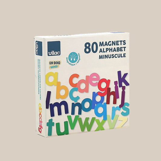 Magnetiska små bokstäver i trä – 80 delar